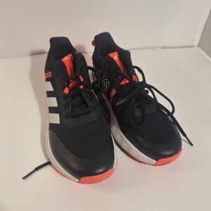Kids Black and Hot Pink Adidas Sneakers